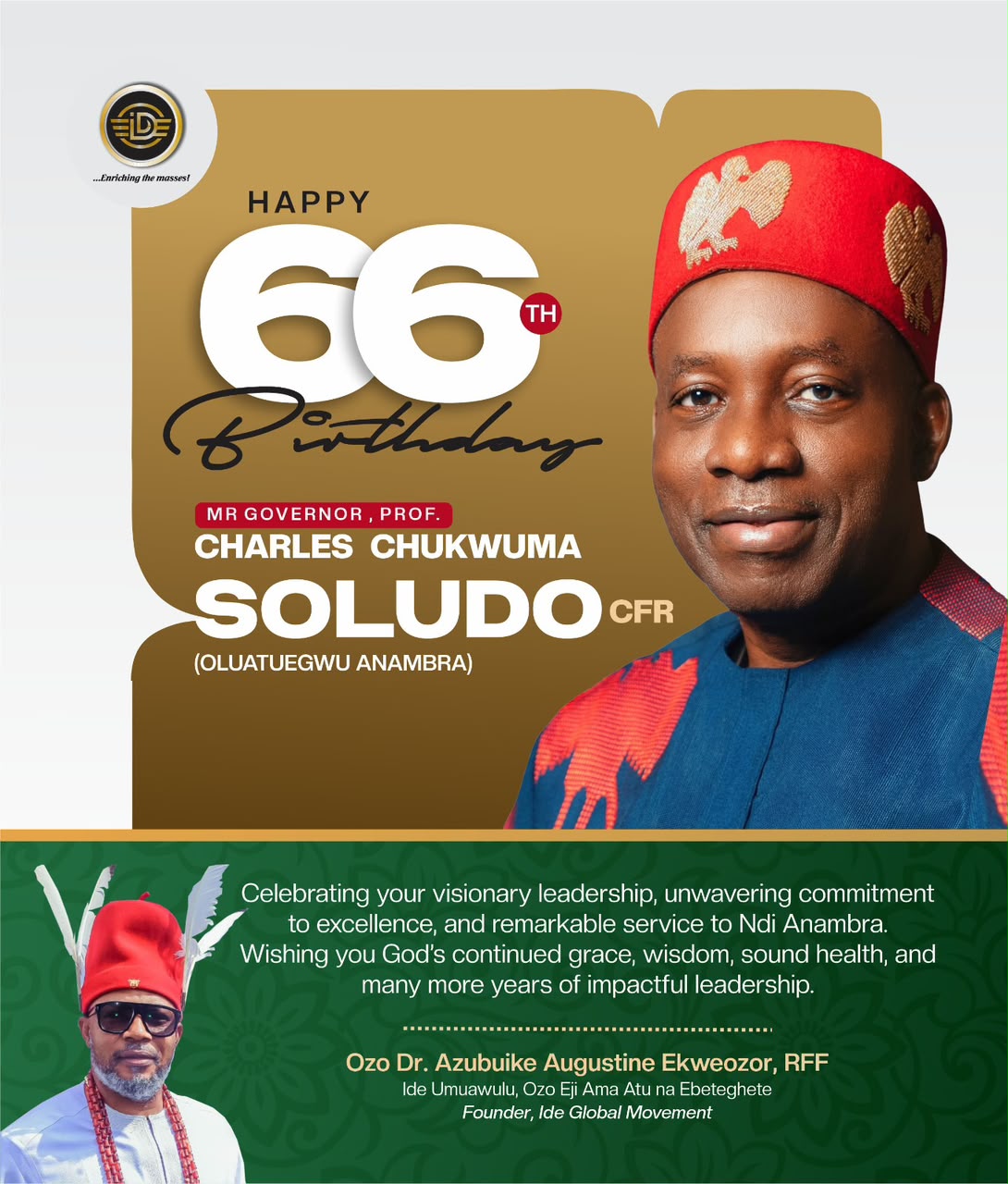 APGA Chieftain, Ekweozor Felicitates Soludo On 66th Birthday, Says Governor Is God's Gift To Ndi Anambra