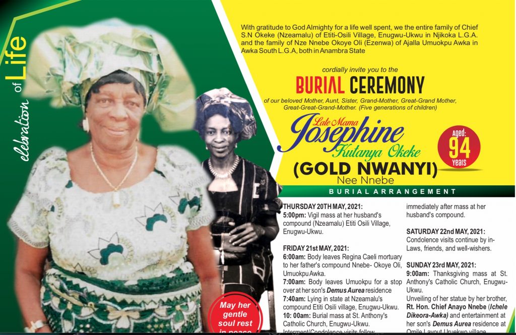 Commentary: Biography Of Madam Josephine Okeke (GOLD NWANYI)