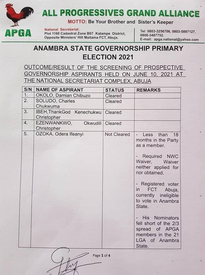 Anambra 2021 Guber: Soludo, Three Others Scale Screening Hurdle