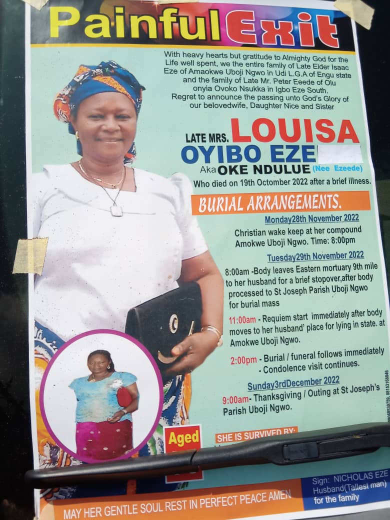 Miss Nnena Eze  Of ABS Buries Mother Late Mrs Louisa Eze At Amaokwe Uboji Ngwo Udi  Enugu State